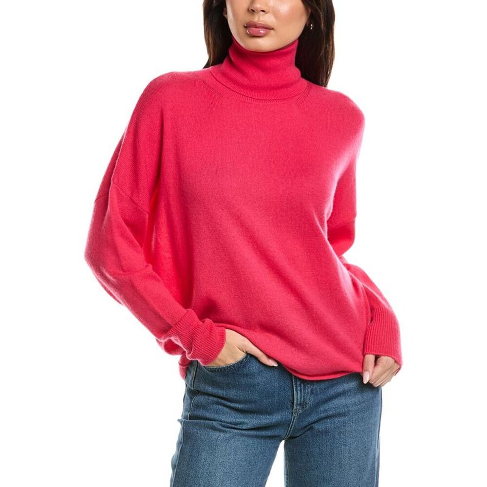 Brodie Cashmere Womens  Textured Roll Neck Wool & Cashmere-Blend Sweater, Pink